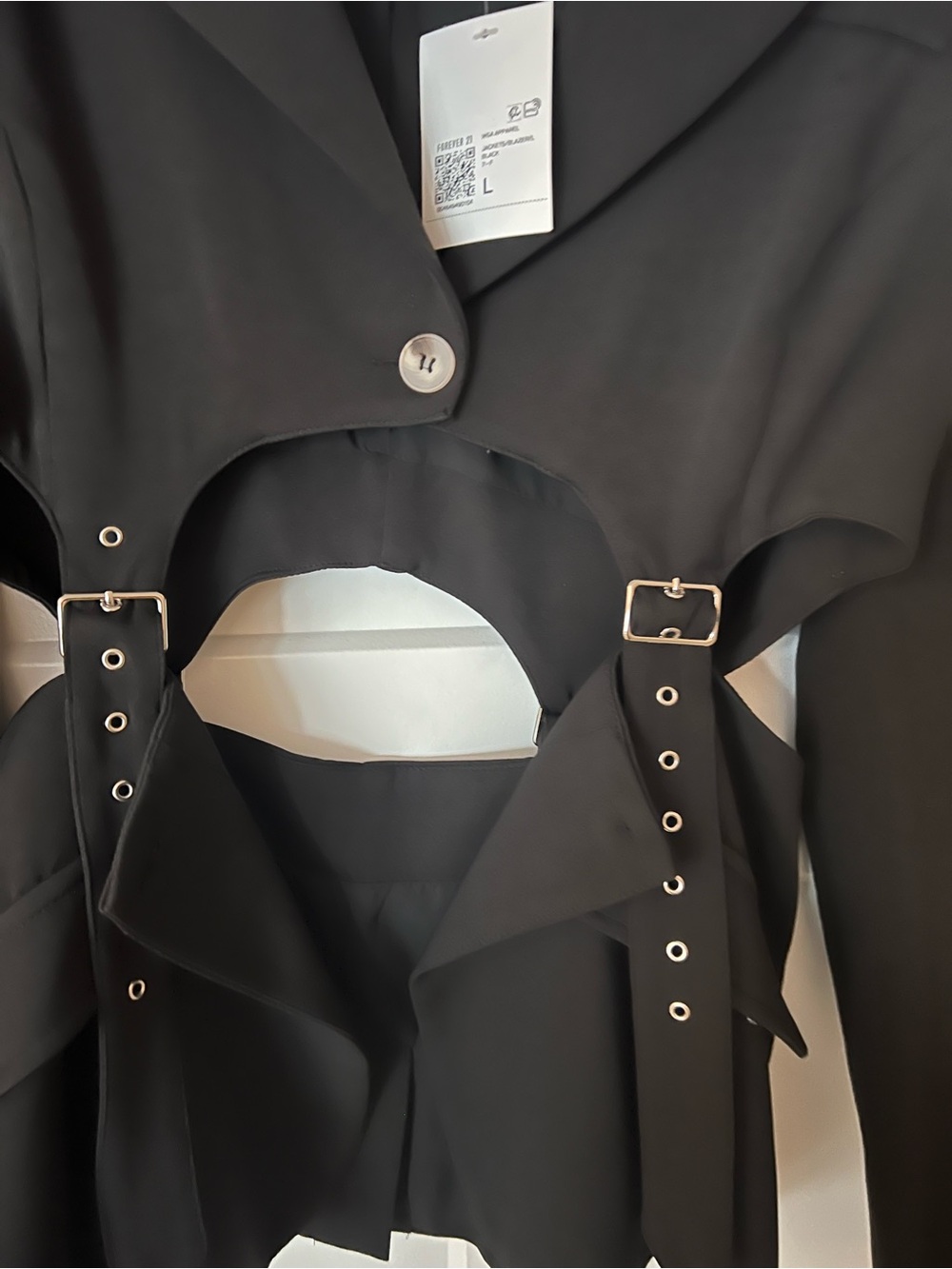Forever 21 Black Cutout Buckle Blazer Jacket - Picture 2 of 2